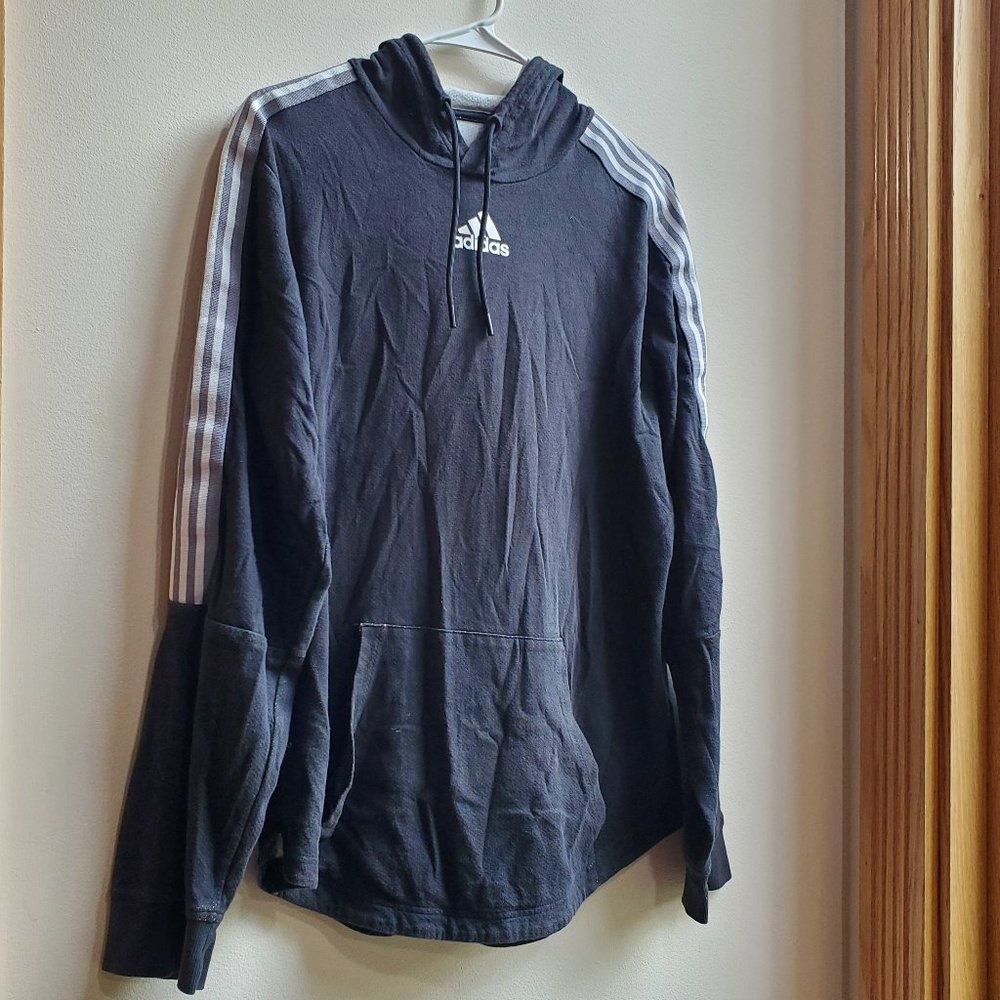 Adidas Black Hooded Pull-Over Size Large